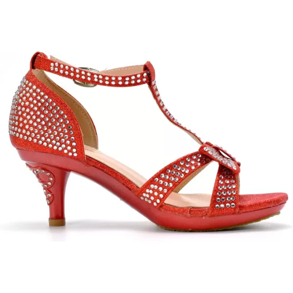 Nova Utopia Toddler Little Girls Low Medium Heel Dress Sandal Flower Girl Shoes size 94Nfgh81  Red