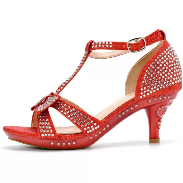 Nova Utopia Toddler Little Girls Low Medium Heel Dress Sandal Flower Girl Shoes size 94Nfgh81  Red