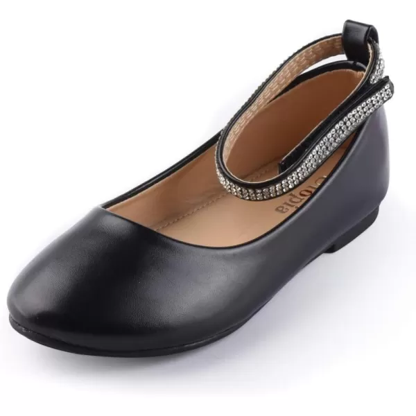 Nova Utopia Toddler Little Girls Dress Ballet Ankle Strap Flat ShoesNf317  Black
