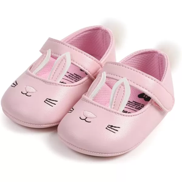 Antheron Baby Girls Mary Jane Flats Soft Sole Infant Moccasins Floral Sparkly Toddler Princess Dress ShoesA00Pink