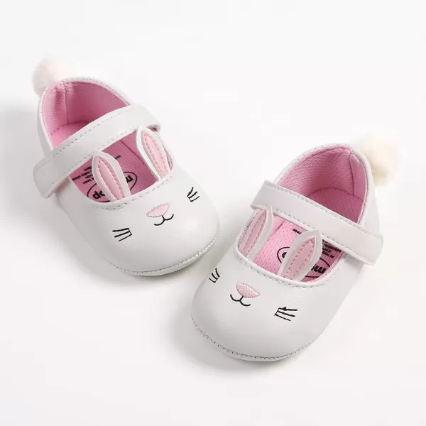 Antheron Baby Girls Mary Jane Flats Soft Sole Infant Moccasins Floral Sparkly Toddler Princess Dress ShoesA00White
