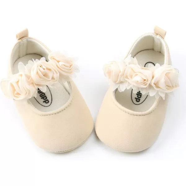 Antheron Baby Girls Mary Jane Flats Soft Sole Infant Moccasins Floral Sparkly Toddler Princess Dress ShoesA0Beige