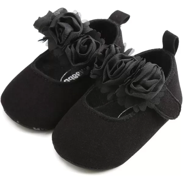 Antheron Baby Girls Mary Jane Flats Soft Sole Infant Moccasins Floral Sparkly Toddler Princess Dress ShoesA0Black