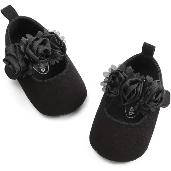 Antheron Baby Girls Mary Jane Flats Soft Sole Infant Moccasins Floral Sparkly Toddler Princess Dress ShoesA0Black