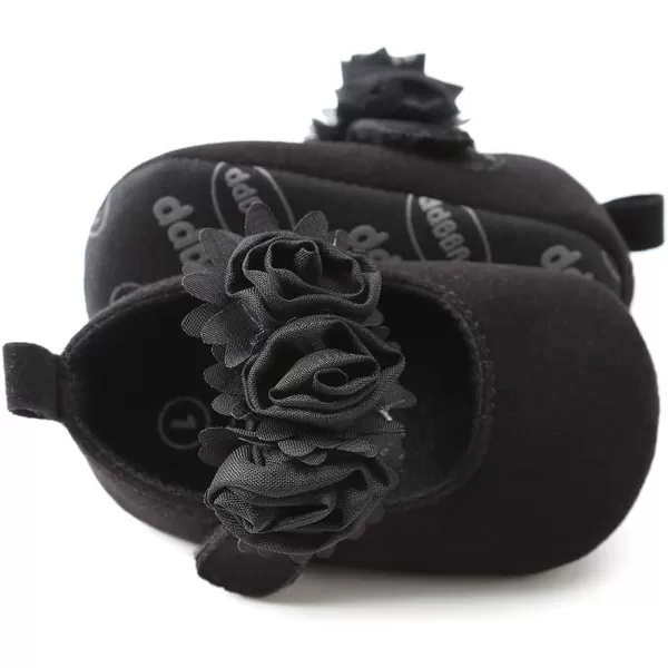 Antheron Baby Girls Mary Jane Flats Soft Sole Infant Moccasins Floral Sparkly Toddler Princess Dress ShoesA0Black