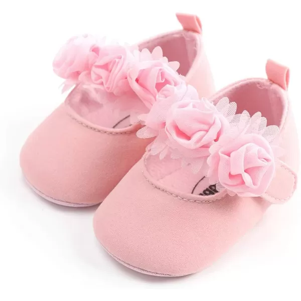 Antheron Baby Girls Mary Jane Flats Soft Sole Infant Moccasins Floral Sparkly Toddler Princess Dress ShoesA0Pink