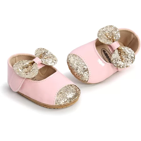 Antheron Baby Girls Mary Jane Flats Soft Sole Infant Moccasins Floral Sparkly Toddler Princess Dress ShoesA2Pink