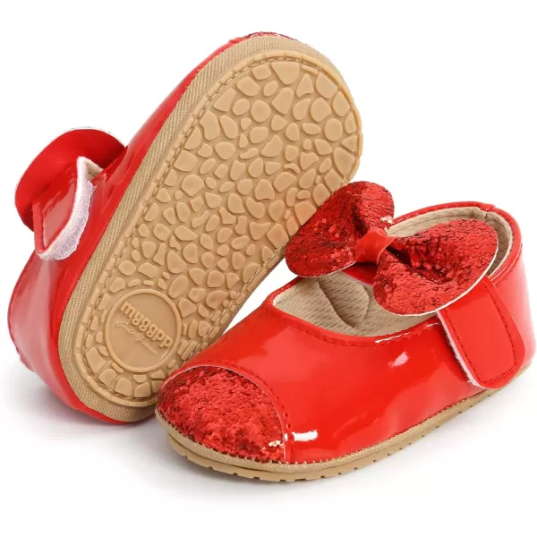 Antheron Baby Girls Mary Jane Flats Soft Sole Infant Moccasins Floral Sparkly Toddler Princess Dress ShoesA2Red