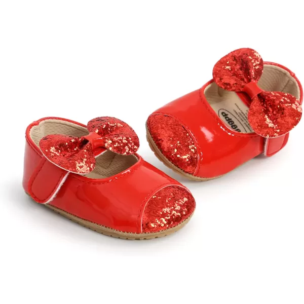 Antheron Baby Girls Mary Jane Flats Soft Sole Infant Moccasins Floral Sparkly Toddler Princess Dress ShoesA2Red