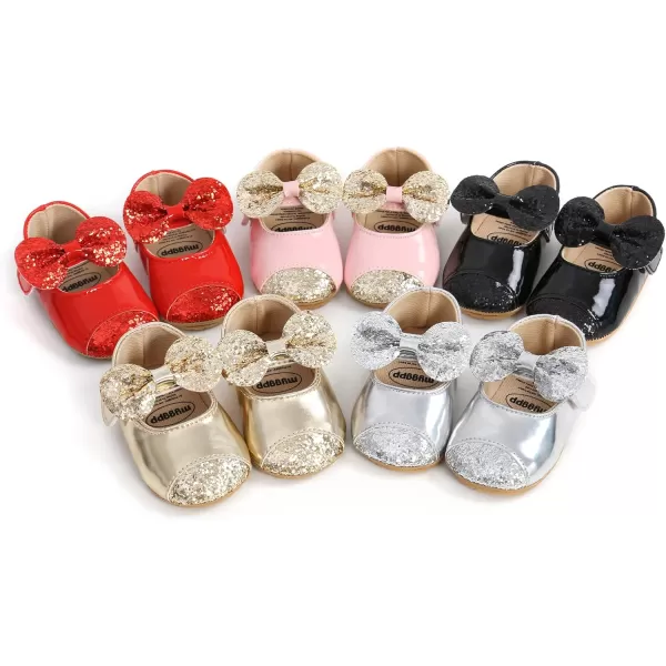 Antheron Baby Girls Mary Jane Flats Soft Sole Infant Moccasins Floral Sparkly Toddler Princess Dress ShoesA2Silver