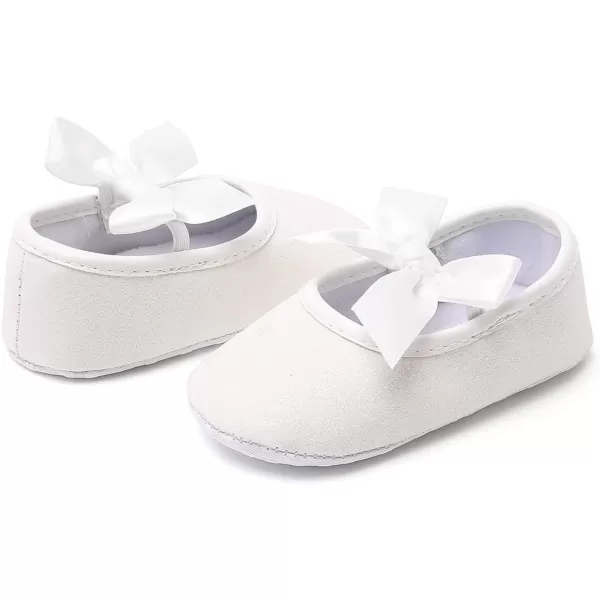 Antheron Baby Girls Mary Jane Flats Soft Sole Infant Moccasins Floral Sparkly Toddler Princess Dress ShoesDWhite