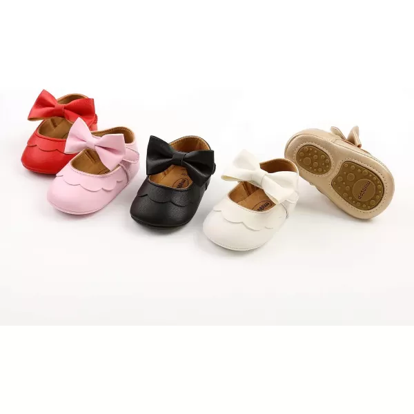 Antheron Baby Girls Mary Jane Flats with Bowknot NonSlip Toddler First Walkers Princess Dress ShoesA01Gold