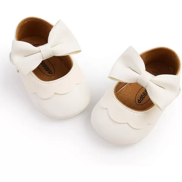 Antheron Baby Girls Mary Jane Flats with Bowknot NonSlip Toddler First Walkers Princess Dress ShoesA01White