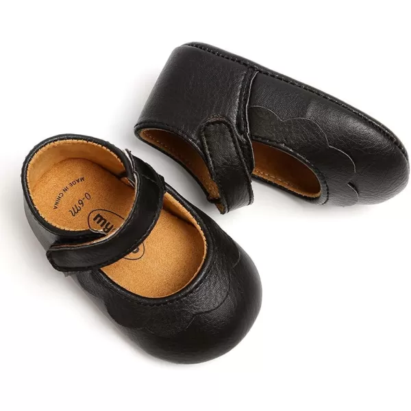 Antheron Baby Girls Mary Jane Flats with Bowknot NonSlip Toddler First Walkers Princess Dress ShoesA0Black