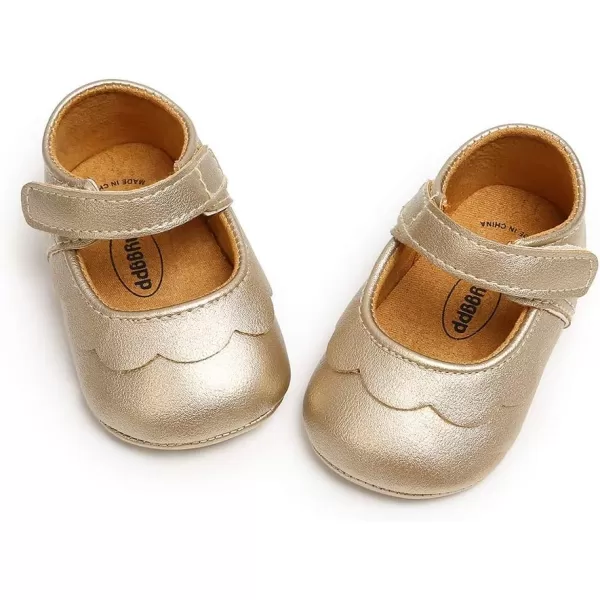 Antheron Baby Girls Mary Jane Flats with Bowknot NonSlip Toddler First Walkers Princess Dress ShoesA0Gold