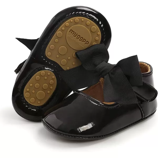 Antheron Baby Girls Mary Jane Flats with Bowknot NonSlip Toddler First Walkers Princess Dress ShoesA11Black