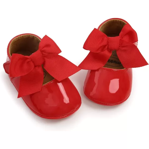 Antheron Baby Girls Mary Jane Flats with Bowknot NonSlip Toddler First Walkers Princess Dress ShoesA11Red