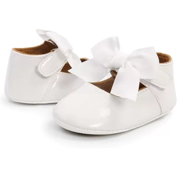 Antheron Baby Girls Mary Jane Flats with Bowknot NonSlip Toddler First Walkers Princess Dress ShoesA11White