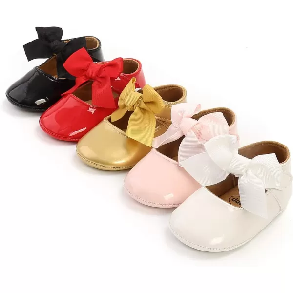 Antheron Baby Girls Mary Jane Flats with Bowknot NonSlip Toddler First Walkers Princess Dress ShoesA11White