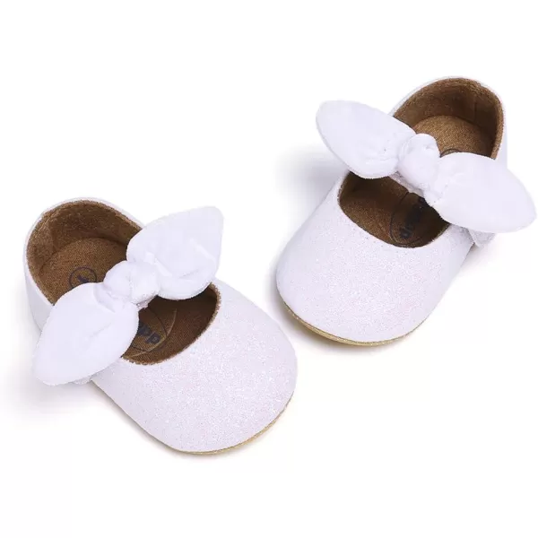 Antheron Baby Girls Mary Jane Flats with Bowknot NonSlip Toddler First Walkers Princess Dress ShoesA1White
