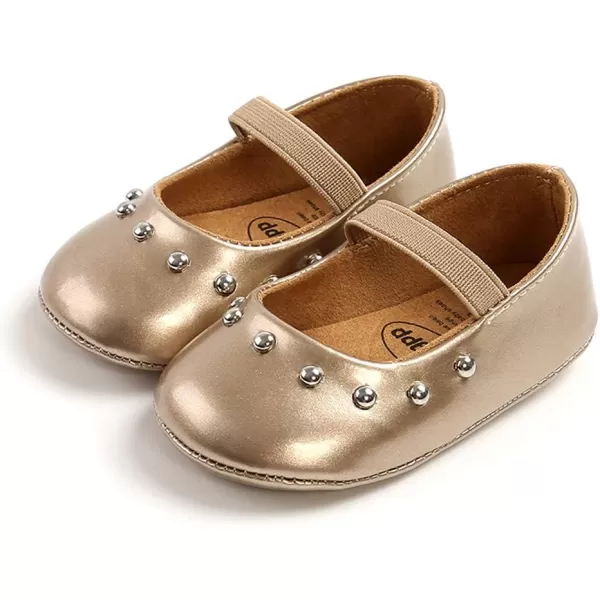 Antheron Baby Girls Mary Jane Flats with Bowknot NonSlip Toddler First Walkers Princess Dress ShoesA2Gold