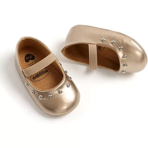 Antheron Baby Girls Mary Jane Flats with Bowknot NonSlip Toddler First Walkers Princess Dress ShoesA2Gold