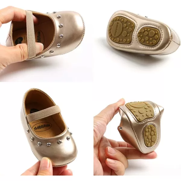 Antheron Baby Girls Mary Jane Flats with Bowknot NonSlip Toddler First Walkers Princess Dress ShoesA2Gold