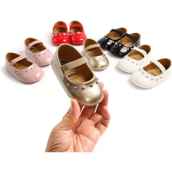 Antheron Baby Girls Mary Jane Flats with Bowknot NonSlip Toddler First Walkers Princess Dress ShoesA2Gold