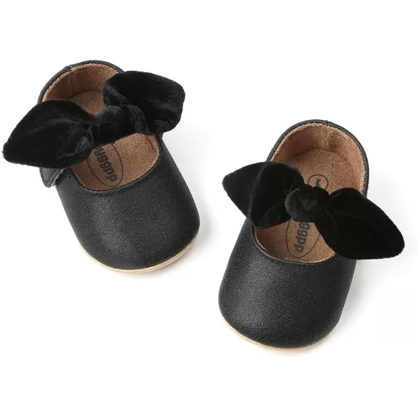 Antheron Baby Girls Mary Jane Flats with Bowknot NonSlip Toddler First Walkers Princess Dress ShoesABlack