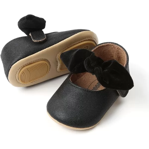 Antheron Baby Girls Mary Jane Flats with Bowknot NonSlip Toddler First Walkers Princess Dress ShoesABlack
