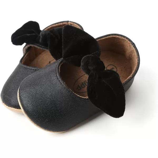 Antheron Baby Girls Mary Jane Flats with Bowknot NonSlip Toddler First Walkers Princess Dress ShoesABlack