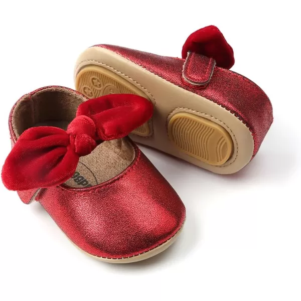 Antheron Baby Girls Mary Jane Flats with Bowknot NonSlip Toddler First Walkers Princess Dress ShoesARed