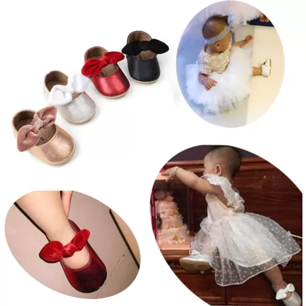 Antheron Baby Girls Mary Jane Flats with Bowknot NonSlip Toddler First Walkers Princess Dress ShoesARed