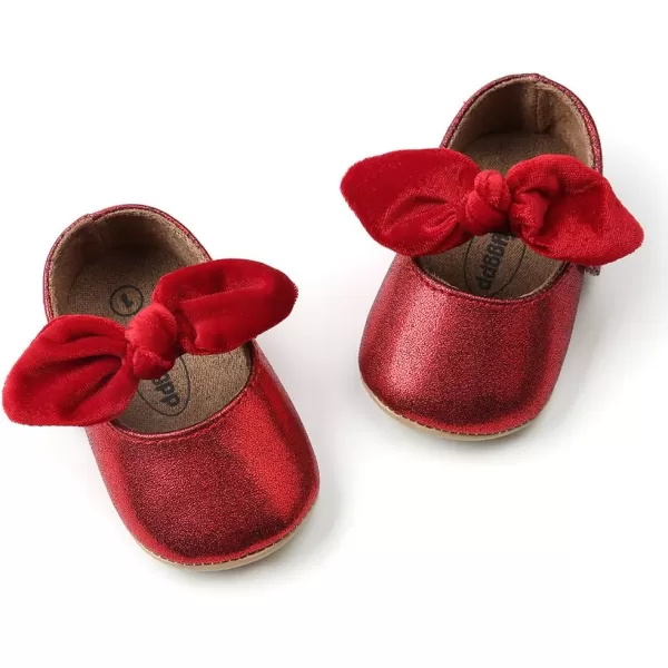 Antheron Baby Girls Mary Jane Flats with Bowknot NonSlip Toddler First Walkers Princess Dress ShoesARed