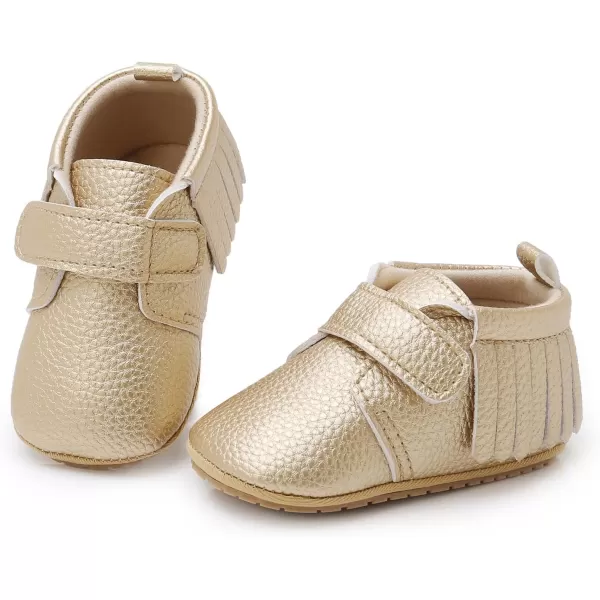 SOFMUO Baby Boys Girls High Top Ankle PU Leather Sneakers Soft Rubber Sole Infant Moccasins Newborn Oxford Loafers AntiSlip Toddler Wedding Uniform Dress ShoesA06Gold