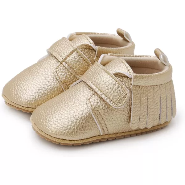 SOFMUO Baby Boys Girls High Top Ankle PU Leather Sneakers Soft Rubber Sole Infant Moccasins Newborn Oxford Loafers AntiSlip Toddler Wedding Uniform Dress ShoesA06Gold