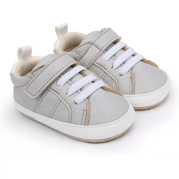 SOFMUO Baby Boys Girls High Top Ankle PU Leather Sneakers Soft Rubber Sole Infant Moccasins Newborn Oxford Loafers AntiSlip Toddler Wedding Uniform Dress ShoesA03Grey
