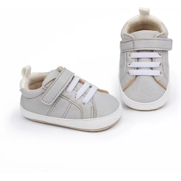 SOFMUO Baby Boys Girls High Top Ankle PU Leather Sneakers Soft Rubber Sole Infant Moccasins Newborn Oxford Loafers AntiSlip Toddler Wedding Uniform Dress ShoesA03Grey