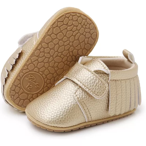 SOFMUO Baby Boys Girls High Top Ankle PU Leather Sneakers Soft Rubber Sole Infant Moccasins Newborn Oxford Loafers AntiSlip Toddler Wedding Uniform Dress ShoesA06Gold