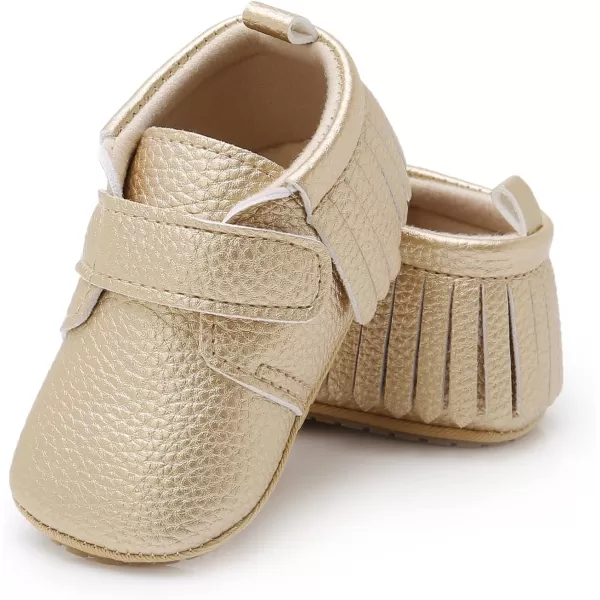 SOFMUO Baby Boys Girls High Top Ankle PU Leather Sneakers Soft Rubber Sole Infant Moccasins Newborn Oxford Loafers AntiSlip Toddler Wedding Uniform Dress ShoesA06Gold