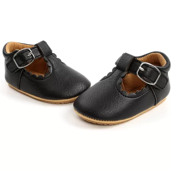 SOFMUO Baby Boys Girls Lace Up Leather Sneakers Soft Rubber Sole Infant Moccasins Newborn Oxford Loafers AntiSlip Toddler Wedding Uniform Dress ShoesA01Black