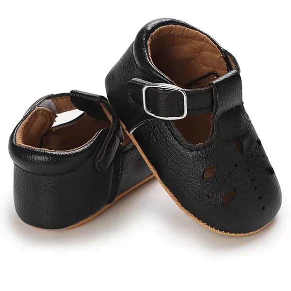 SOFMUO Baby Boys Girls Lace Up Leather Sneakers Soft Rubber Sole Infant Moccasins Newborn Oxford Loafers AntiSlip Toddler Wedding Uniform Dress ShoesA05Black