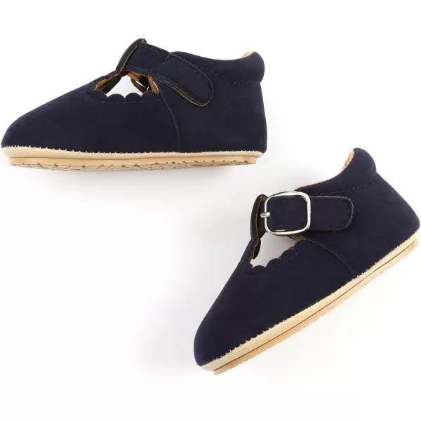 SOFMUO Baby Boys Girls Lace Up Leather Sneakers Soft Rubber Sole Infant Moccasins Newborn Oxford Loafers AntiSlip Toddler Wedding Uniform Dress ShoesA01Suede Navy