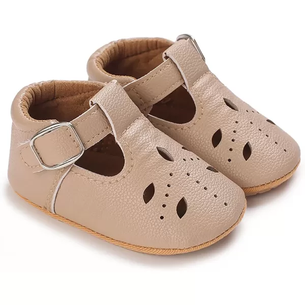 SOFMUO Baby Boys Girls Lace Up Leather Sneakers Soft Rubber Sole Infant Moccasins Newborn Oxford Loafers AntiSlip Toddler Wedding Uniform Dress ShoesA05Apricot