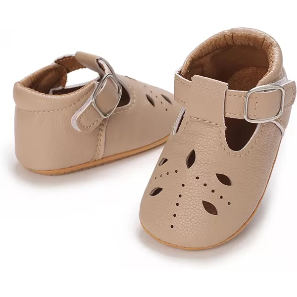 SOFMUO Baby Boys Girls Lace Up Leather Sneakers Soft Rubber Sole Infant Moccasins Newborn Oxford Loafers AntiSlip Toddler Wedding Uniform Dress ShoesA05Apricot