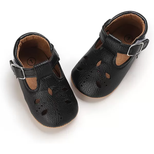 SOFMUO Baby Boys Girls Lace Up Leather Sneakers Soft Rubber Sole Infant Moccasins Newborn Oxford Loafers AntiSlip Toddler Wedding Uniform Dress ShoesA05Black