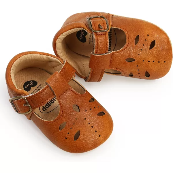 SOFMUO Baby Boys Girls Lace Up Leather Sneakers Soft Rubber Sole Infant Moccasins Newborn Oxford Loafers AntiSlip Toddler Wedding Uniform Dress ShoesA05Brown