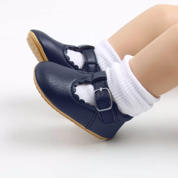 SOFMUO Baby Boys Girls Lace Up Leather Sneakers Soft Rubber Sole Infant Moccasins Newborn Oxford Loafers AntiSlip Toddler Wedding Uniform Dress ShoesA01Navy