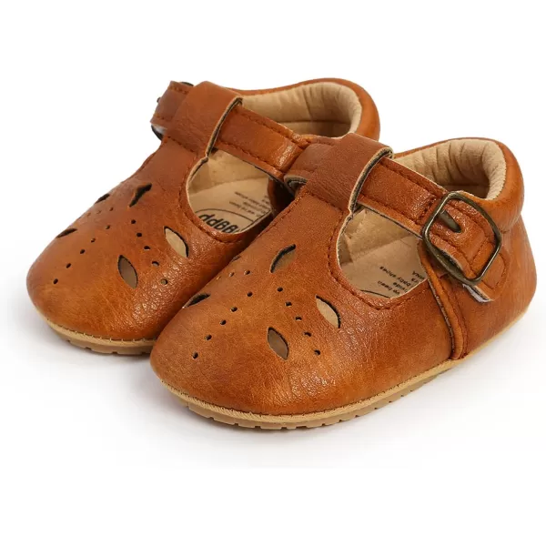 SOFMUO Baby Boys Girls Lace Up Leather Sneakers Soft Rubber Sole Infant Moccasins Newborn Oxford Loafers AntiSlip Toddler Wedding Uniform Dress ShoesA05Brown