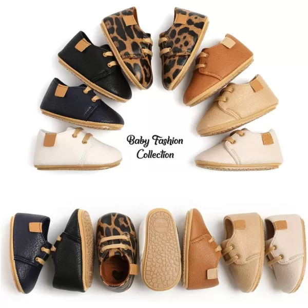 SOFMUO Baby Boys Girls Lace Up Leather Sneakers Soft Rubber Sole Infant Moccasins Newborn Oxford Loafers AntiSlip Toddler Wedding Uniform Dress ShoesABrown